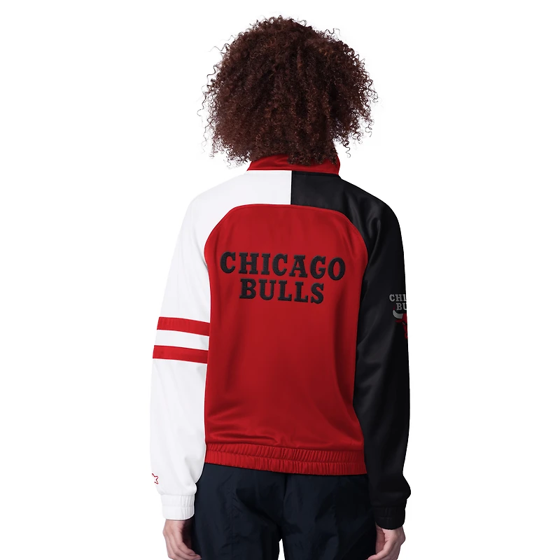 Veste de survêtement zippée intégrale pour femme Starter Red Chicago Bulls Line Up Dolman Raglan