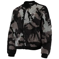 Women's The Wild Collective Black Chicago Bulls Camo Sherpa Full-Zip Bomber Jacket