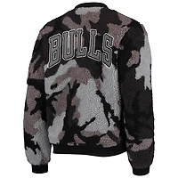 Women's The Wild Collective Black Chicago Bulls Camo Sherpa Full-Zip Bomber Jacket