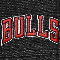 Women's The Wild Collective Black Chicago Bulls Patch Denim Button-Up Jacket