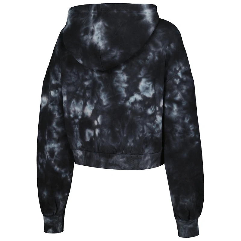 Women's The Wild Collective Black Chicago Bulls Tie-Dye Cropped Pullover Hoodie