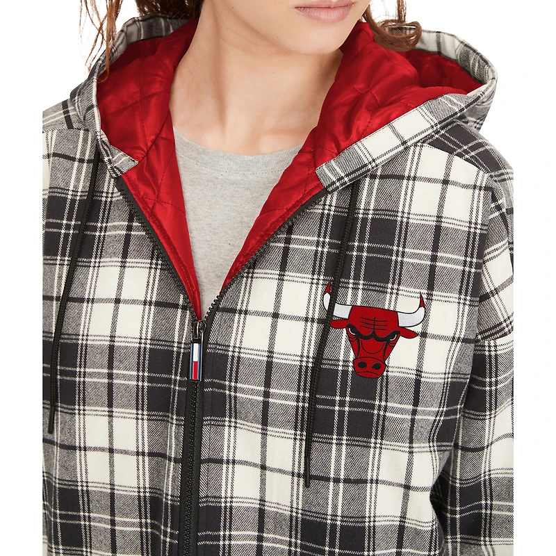Sweat à capuche entièrement zippé en flanelle Molly Chicago Bulls Tommy Jeans pour femme, noir/crème