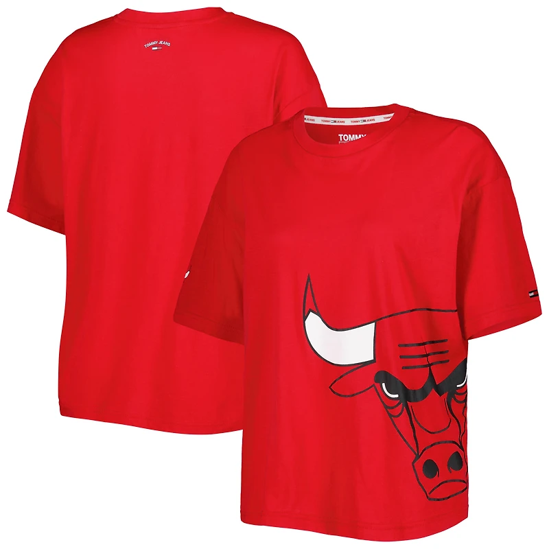 T-shirt Bianca des Chicago Bulls de Tommy Jeans pour femme, rouge