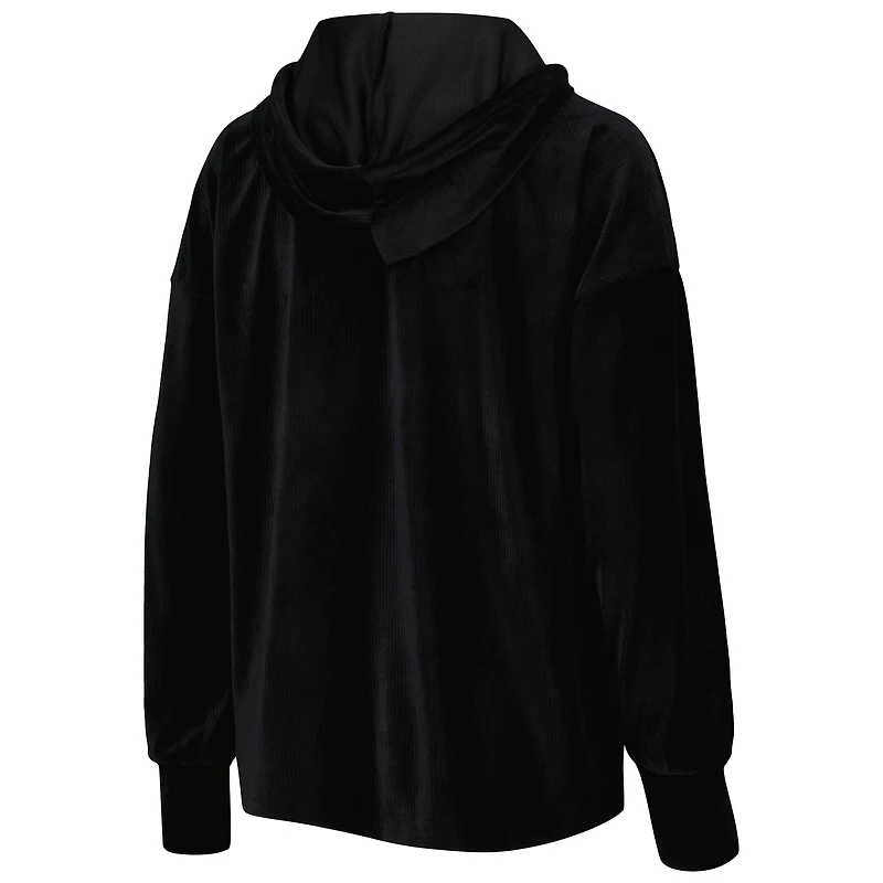 Women's Touch Black Chicago Bulls End Line Velour Pullover Hoodie