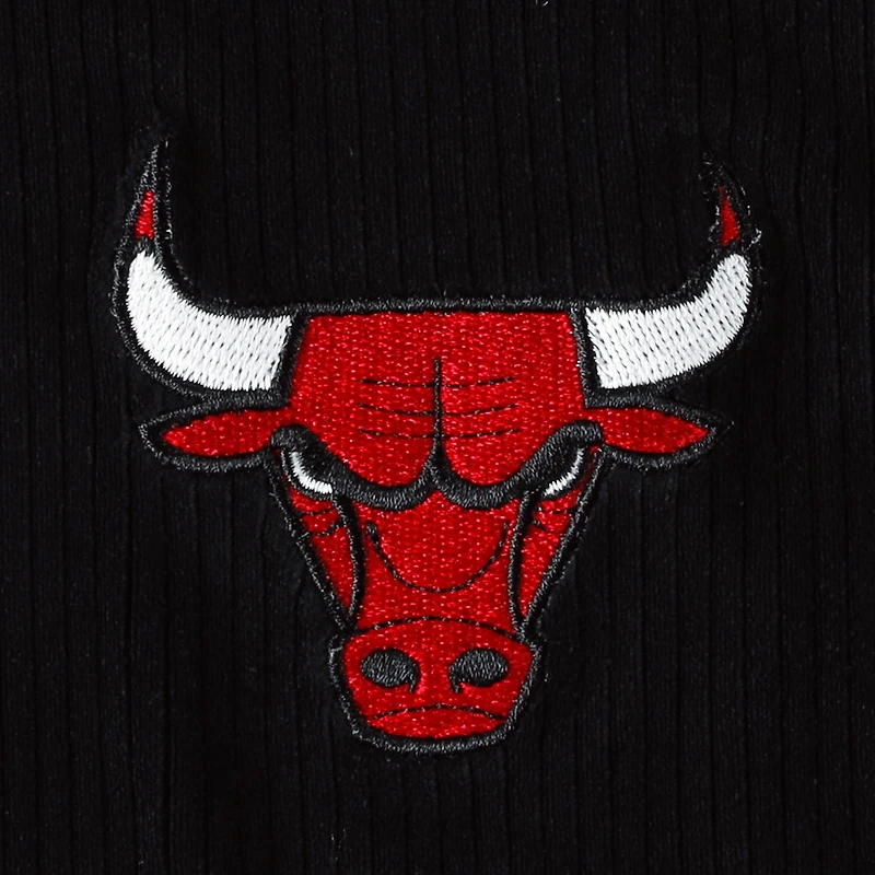 Women's Touch Black Chicago Bulls End Line Velour Pullover Hoodie