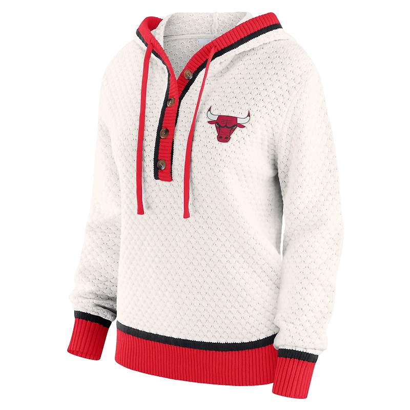 Women's WEAR by Erin Andrews Cream Chicago Bulls Plus Hoodie Sweater