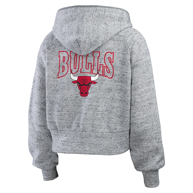 Sweat à capuche zippé intégral Speckled Radiator des Chicago Bulls de couleur gris chiné pour femme WEAR by Erin Andrews