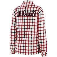 Women's WEAR by Erin Andrews Oatmeal Chicago Bulls Plaid Button-Up Shirt Jacket
