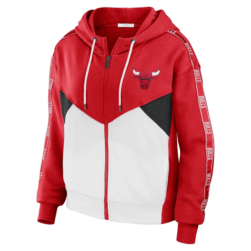 Sweat à capuche entièrement zippé WEAR by Erin Andrews Red Chicago Bulls pour femmes