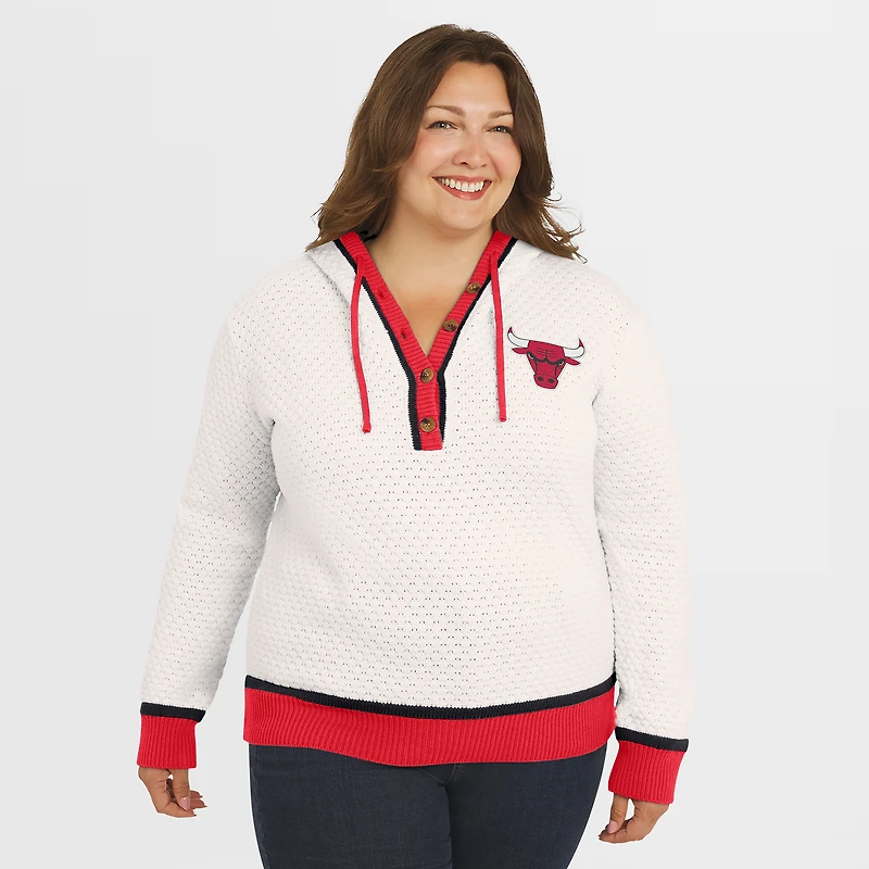 Women's WEAR by Erin Andrews White Chicago Bulls Plus Hoodie Sweater