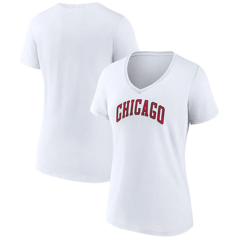 Women's White Chicago Bulls Alternate Logo V-Neck T-Shirt