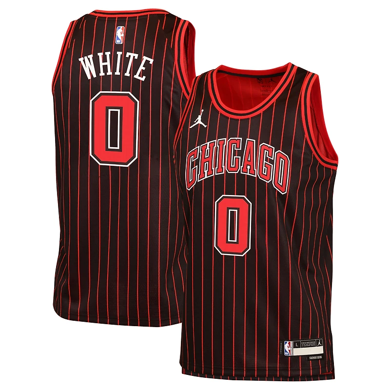 Maillot Swingman Jordan Brand Coby Blanc/Noir pour Jeunes Chicago Bulls - Édition Statement