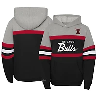 Youth Mitchell & Ness Black/Heather Gray Chicago Bulls Hardwood Classics Head Coach Pullover Hoodie