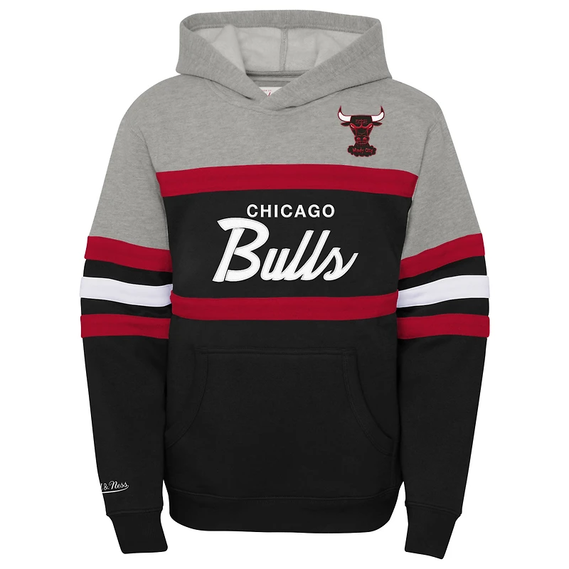 Youth Mitchell & Ness Black/Heather Gray Chicago Bulls Hardwood Classics Head Coach Pullover Hoodie