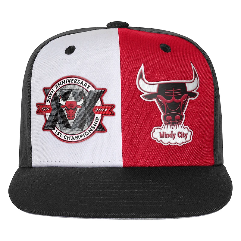 Casquette snapback double Mitchell & Ness noire Chicago Bulls 20e anniversaire pour jeunes