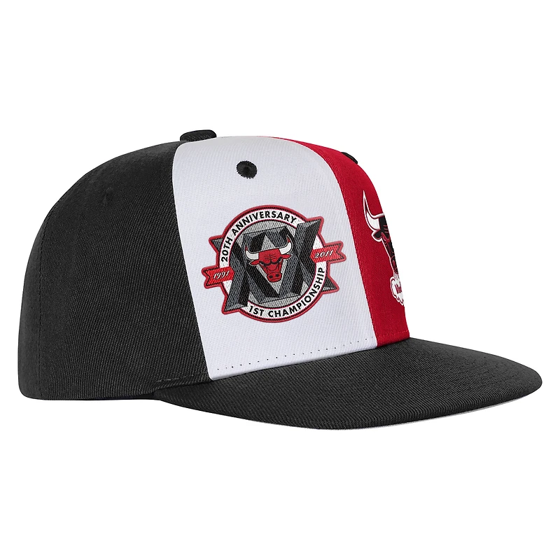 Casquette snapback double Mitchell & Ness noire Chicago Bulls 20e anniversaire pour jeunes