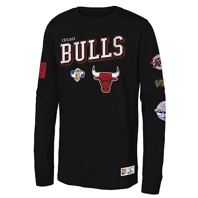 Youth Mitchell & Ness  Black Chicago Bulls Hardwood Classics Training Camp Long Sleeve T-Shirt