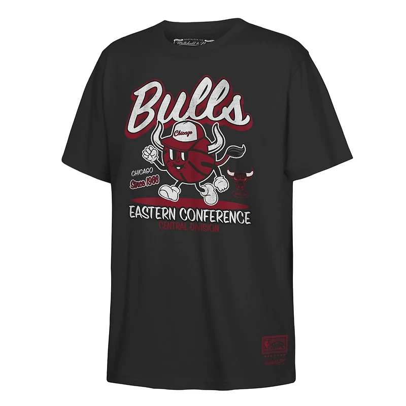 T-shirt noir rétro Mitchell & Ness pour jeunes avec inscription « Chicago Bulls »