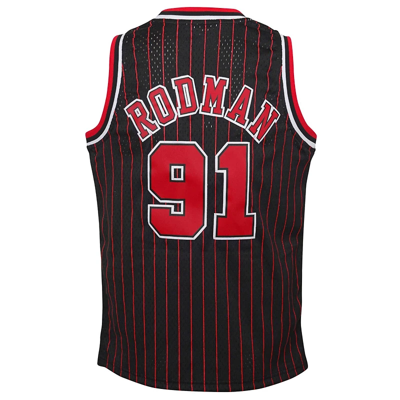 Jeunesse Mitchell & Ness Dennis Rodman Noir Chicago Bulls 1995/96 Hardwood Classics Swingman Maillot