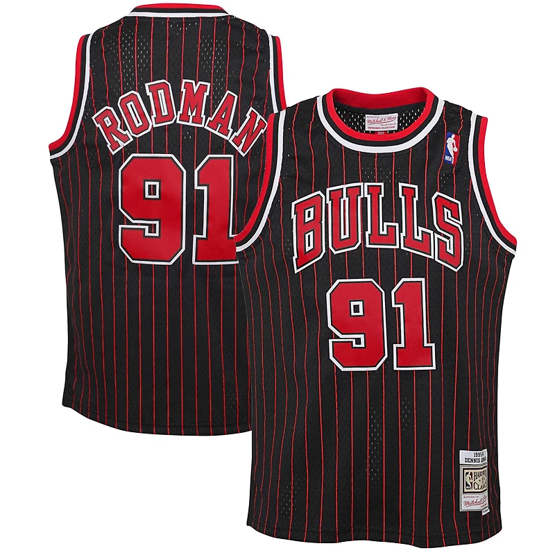 Jeunesse Mitchell & Ness Dennis Rodman Noir Chicago Bulls 1995/96 Hardwood Classics Swingman Maillot