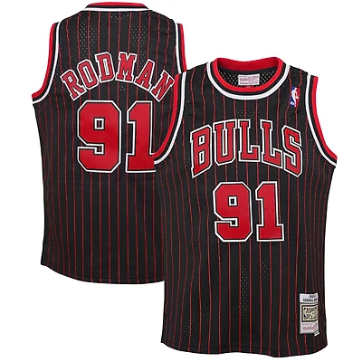 Jeunesse Mitchell & Ness Dennis Rodman Noir Chicago Bulls 1995/96 Hardwood Classics Swingman Maillot
