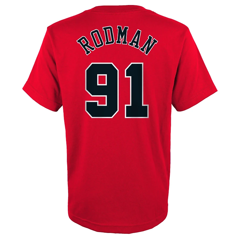 Youth Mitchell & Ness Dennis Rodman Red Chicago Bulls Hardwood Classics Name Number T-Shirt