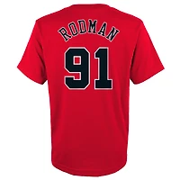 Youth Mitchell & Ness Dennis Rodman Red Chicago Bulls Hardwood Classics Name Number T-Shirt