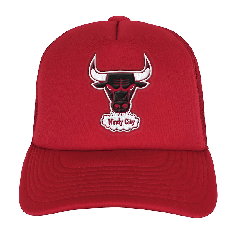 Casquette ajustable Mitchell & Ness Red Chicago Bulls Core Evergreen Trucker pour jeunes