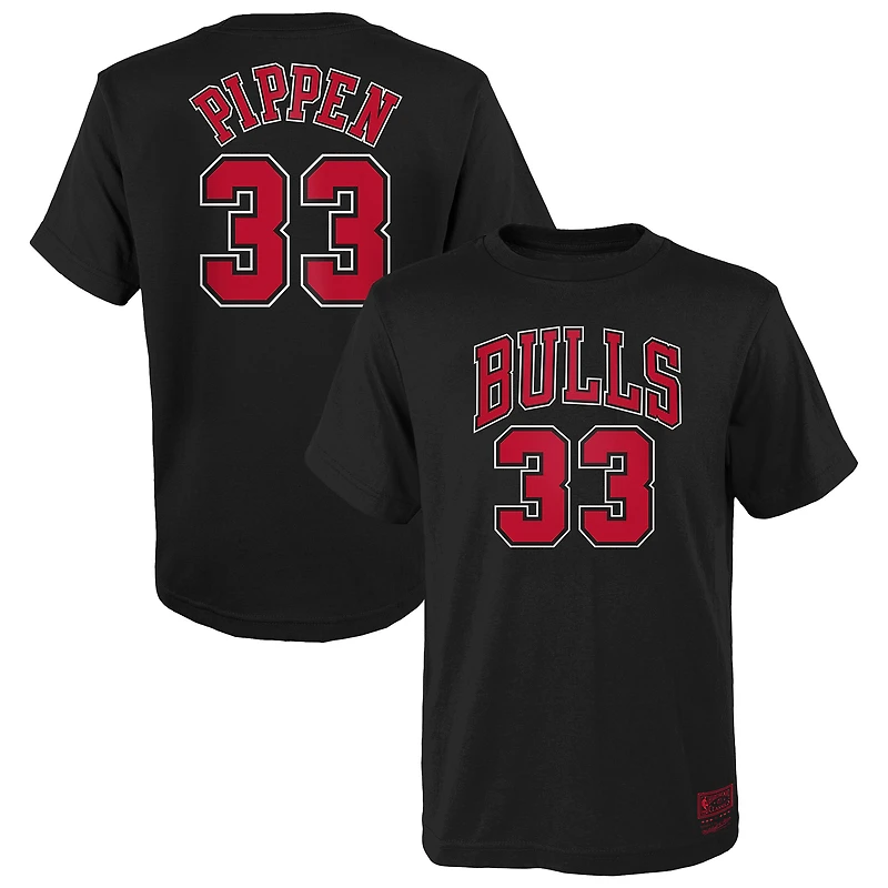 Youth Mitchell & Ness Scottie Pippen Black Chicago Bulls Hardwood Classics Name Number T-Shirt