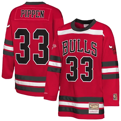 Youth Mitchell & Ness Scottie Pippen Red Chicago Bulls Maxxed Out 2.0 Fashion Hockey Jersey