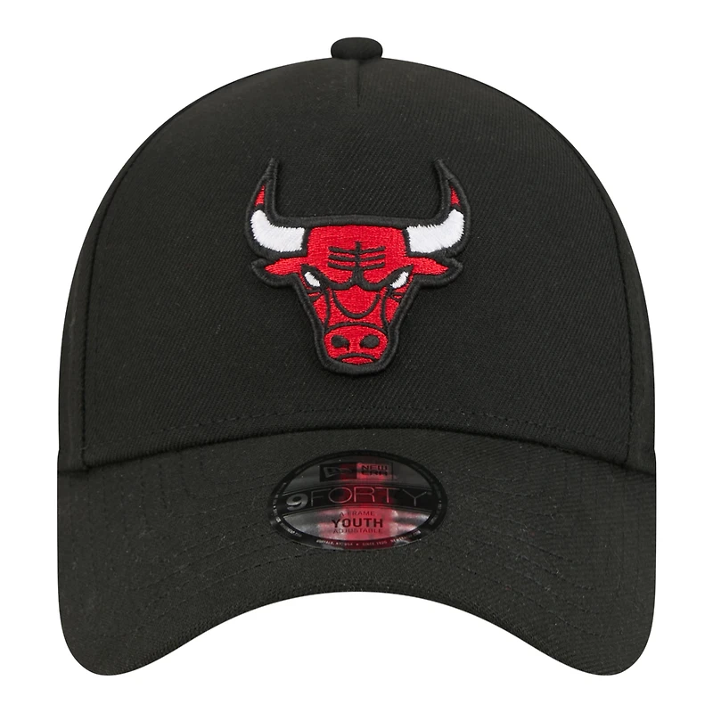 Youth New Era  Black Chicago Bulls 9FORTY A-Frame Adjustable Hat