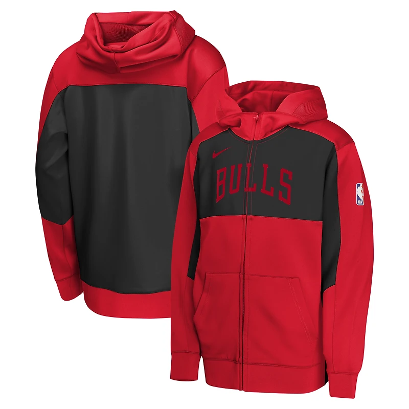 Youth Nike Red/Black Chicago Bulls Authentic On-Court Showtime Performance Full-Zip Hoodie