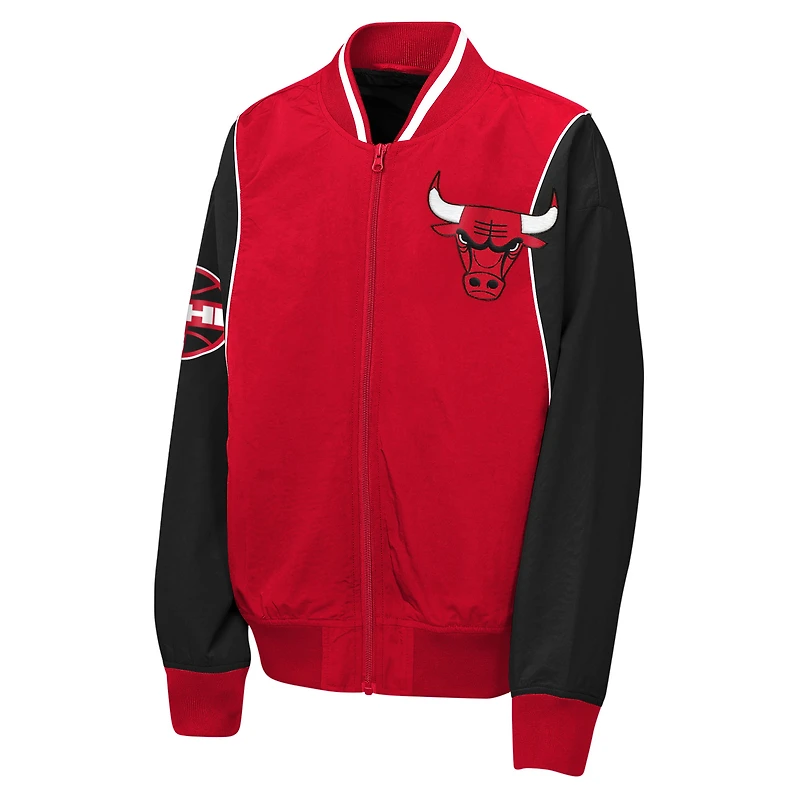 Coupe-vent zippé à deux points rouge/noir Chicago Bulls pour jeunes Outerstuff