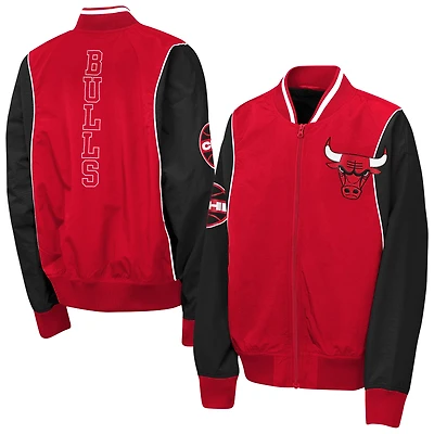 Youth Outerstuff Red/Black Chicago Bulls Two-Pointer Full-Zip Windbreaker