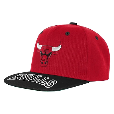 Casquette snapback bicolore rouge/noir Chicago Bulls pour jeunes Outerstuff