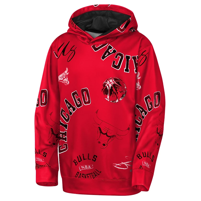 Sweat à capuche Youth Outerstuff Red Chicago Bulls avec motif de violation mouvement