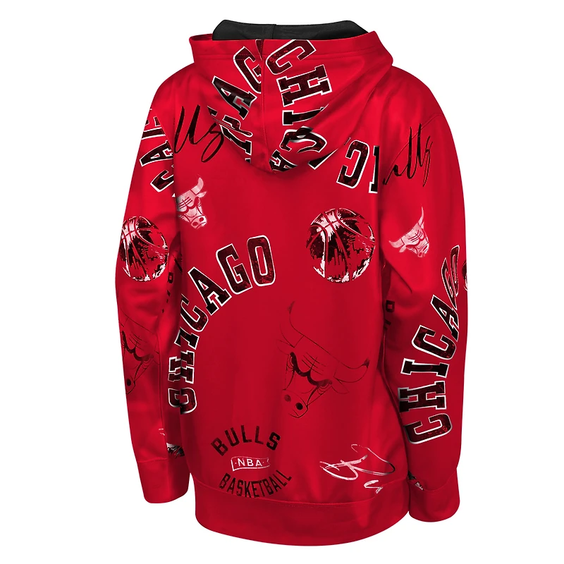 Sweat à capuche Youth Outerstuff Red Chicago Bulls avec motif de violation mouvement
