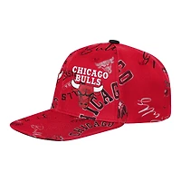 Youth Outerstuff  Red Chicago Bulls Street Hooper Allover Print Snapback Hat