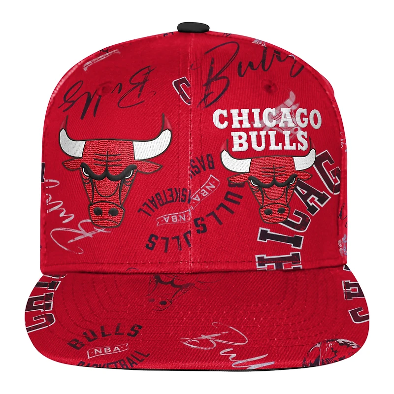 V110833 BULLS 000 NBA OST 25 Youth Street Hooper AOP Flat Brim Snapback HATYTHSNP #1