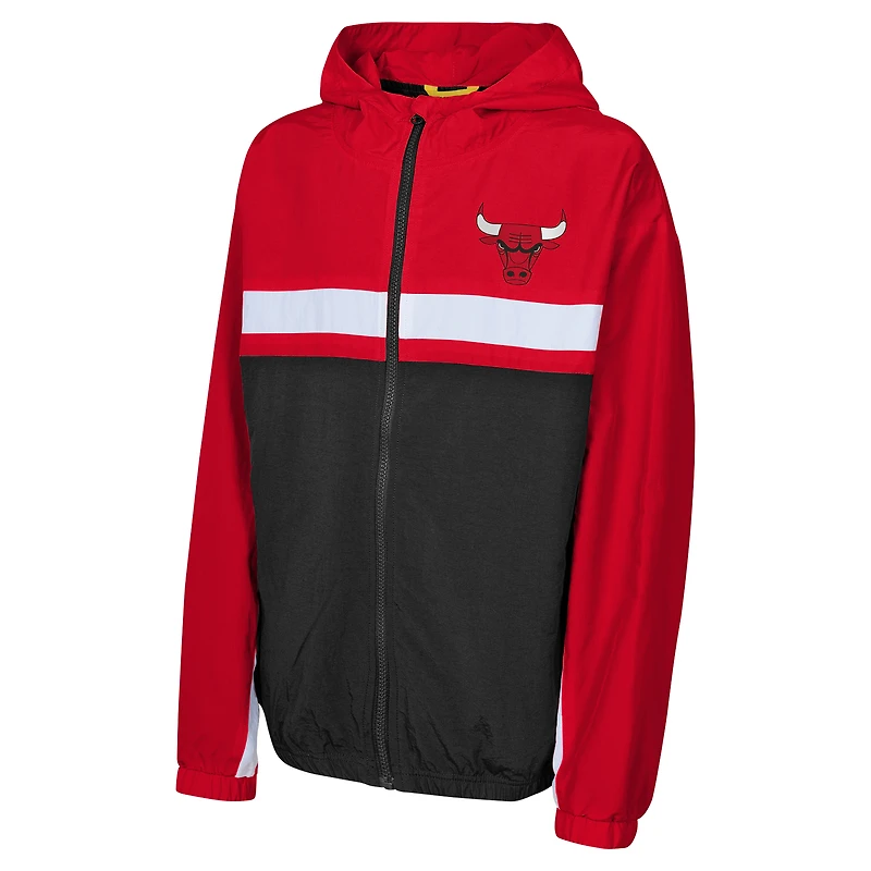 Veste à capuche entièrement zippée coupe-vent pour jeunes Red Chicago Bulls Headliner
