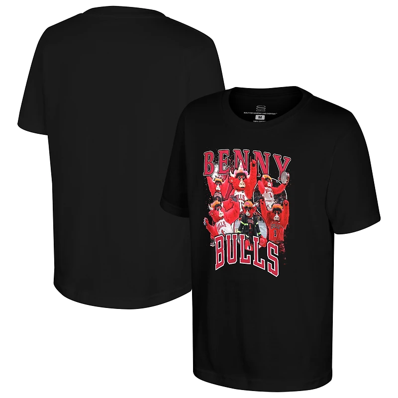 Youth Stadium Essentials Black Chicago Bulls Mascot Crossroads T-Shirt