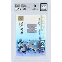 Carte autographiée par Andre Dawson (Chicago Cubs) de la série Topps Tribute Milestone Materials GU Relic 2002, numéro MIM-AD, authentifiée par Beckett Fanatics Witnessed (9/10).