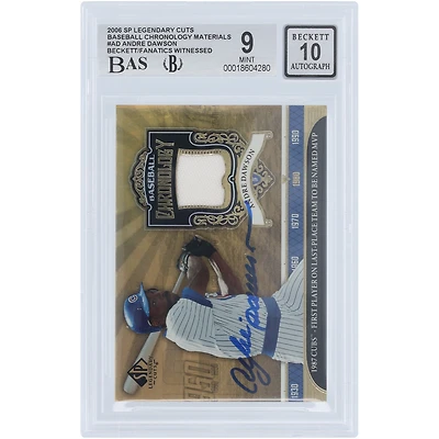 Carte autographiée par Andre Dawson des Cubs de Chicago (2006), Upper Deck SP Legendary Cuts Baseball Chronology GU Relic #BC-AD, authentifiée Beckett Fanatics Witnessed (9/10).