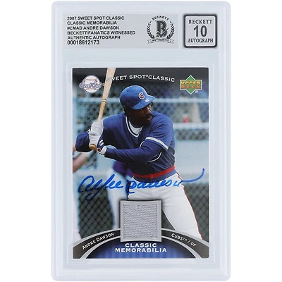 Carte autographiée d'Andre Dawson (Chicago Cubs) 2007 Upper Deck Sweet Spot Classic GU Relic #CM-AD, authentifiée par Beckett Fanatics Witnessed (n° 10).