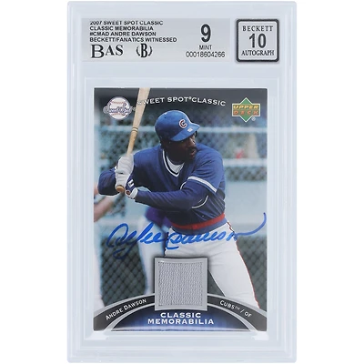 Carte autographiée par Andre Dawson (Chicago Cubs) de la série Upper Deck Sweet Spot Classic GU Relic 2007 #CM-AD, authentifiée par Beckett Fanatics Witnessed (9/10).