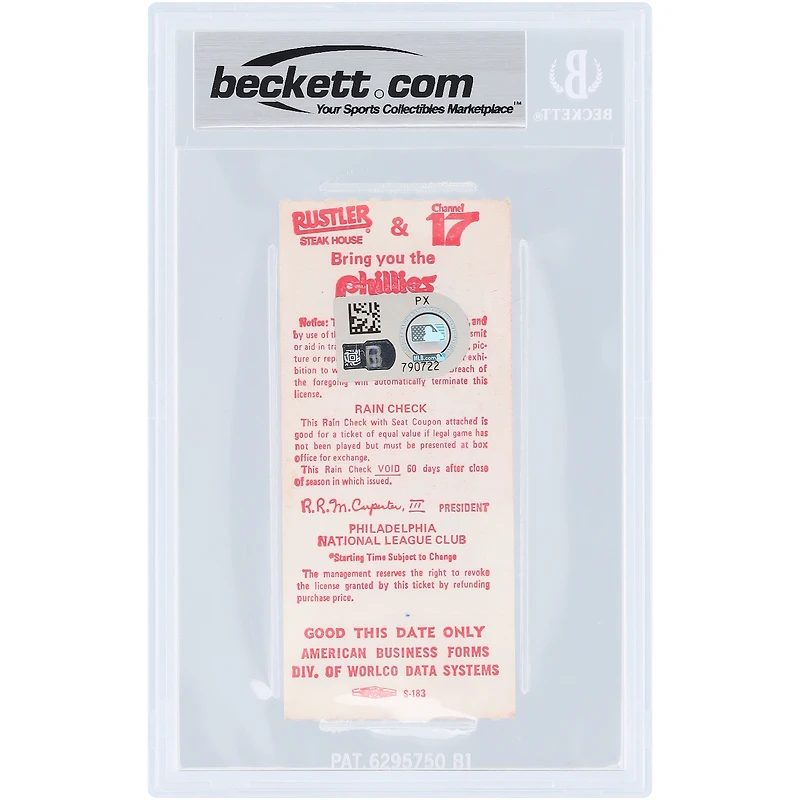 Billet autographié par Andre Dawson, joueur des Cubs de Chicago, pour son 19e coup de circuit en carrière. Authentifié par Beckett Fanatics Witnessed Auto 10 le 1er octobre 1977 avec l'inscription « Coup de circuit en carrière n° 19 ».