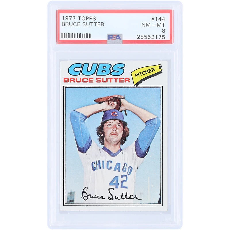 Carte de recrue Bruce Sutter, Chicago Cubs, 1977 Topps n° 144, authentifiée PSA 8