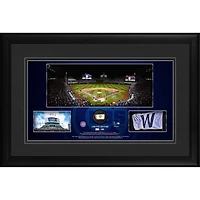 Chicago Cubs Framed 10" x 18" Stadium Panoramic Collage with a Piece of Game-Used Baseball - Limited Edition of 500