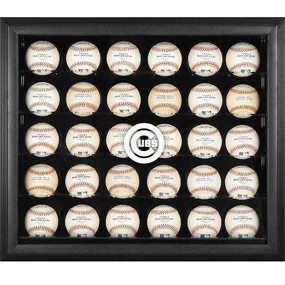 Vitrine à 30 boules de baseball encadrée noire avec logo des Cubs de Chicago