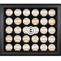 Vitrine à 30 boules de baseball encadrée noire avec logo des Cubs de Chicago